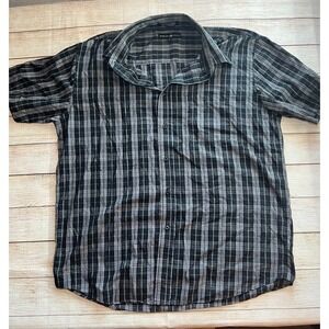 Preowned Men's Beverly Hills Polo Club Short Sleeve Plaid ButtonUp Shirt-X-Large